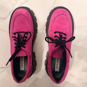 Steve Madden Fuchsia Suede Lace-Up Platform Boots